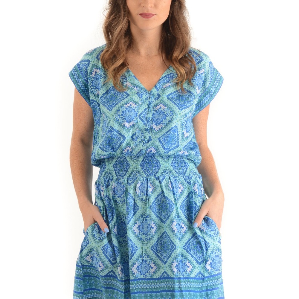 Anna Dress / Aqua Diamond
